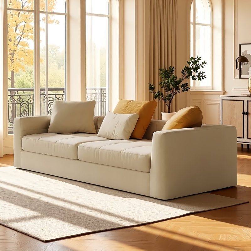 Ensemble de salon simple en chenille crème à compression, Crème, crème
