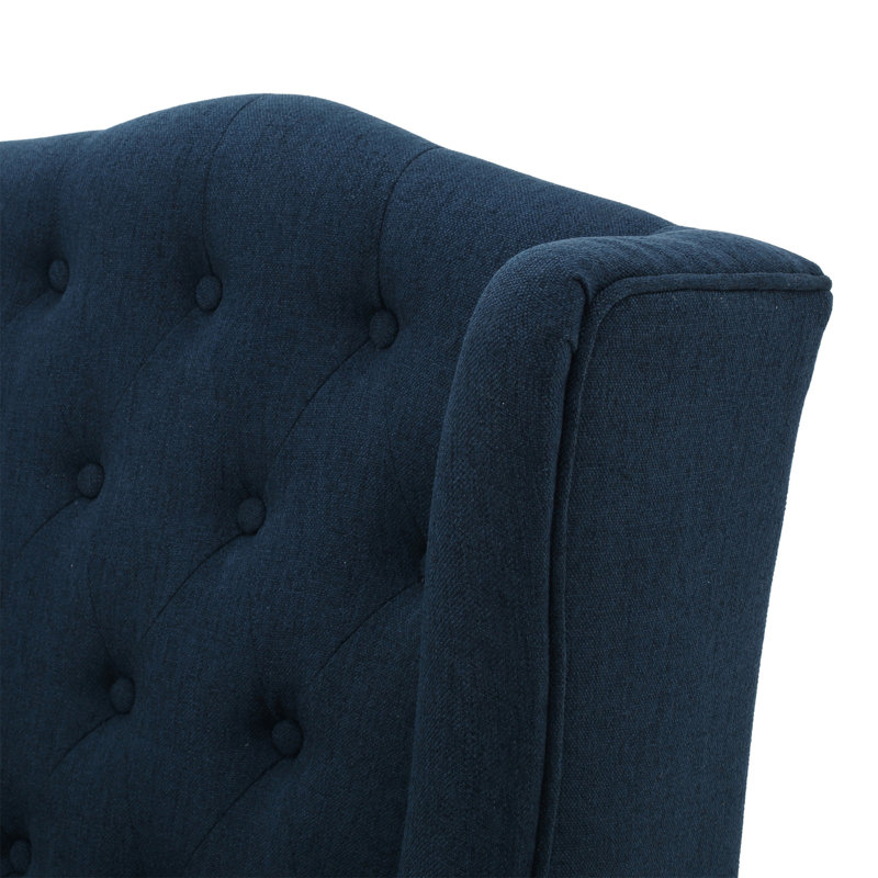 Fauteuil à oreilles rembourré, Bleu très foncé