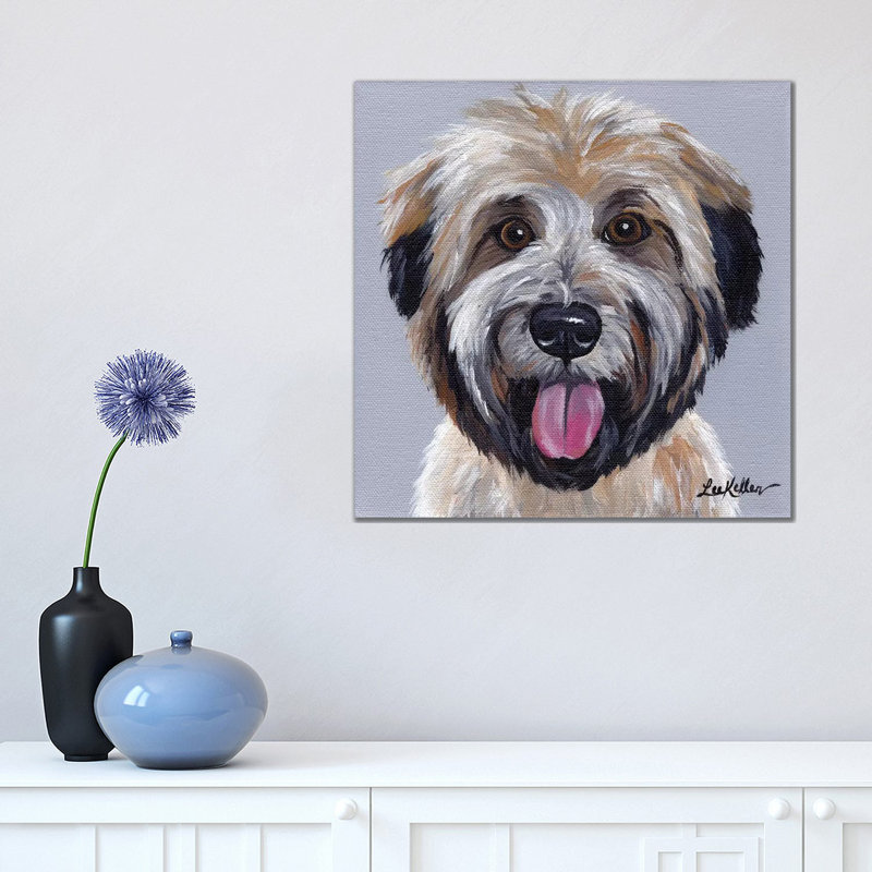Wheaten Terrier III, H 18 po x l 18 po x P 1,5 po, Pas de tapis, Toile avec cadre noir