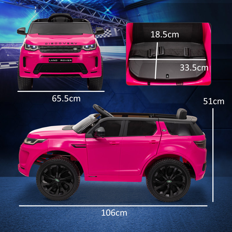 AIYAPLAY Licensed Land Rover, Kids Electric Car w/ Remote, Music, Pink