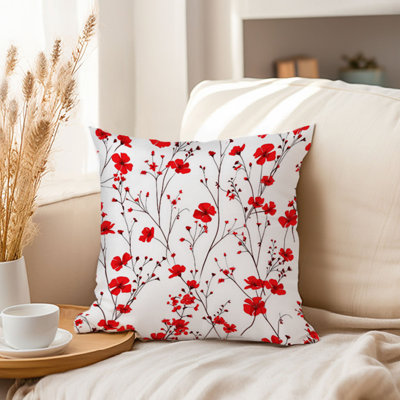 Fleurs et fleurs sauvages rouges, chalet et chalet Cottagecore