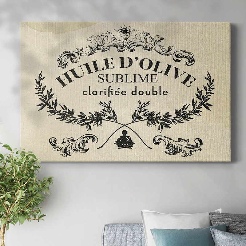 Toile tendue avec étiquette française antique IV Gallery, H 12 po x l 18 po