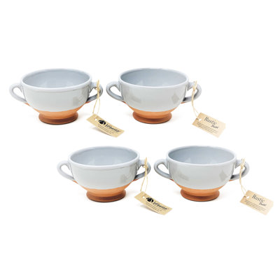 Rustic Pastel - Soup Bowl (half Dipped) - White - Set Of 4