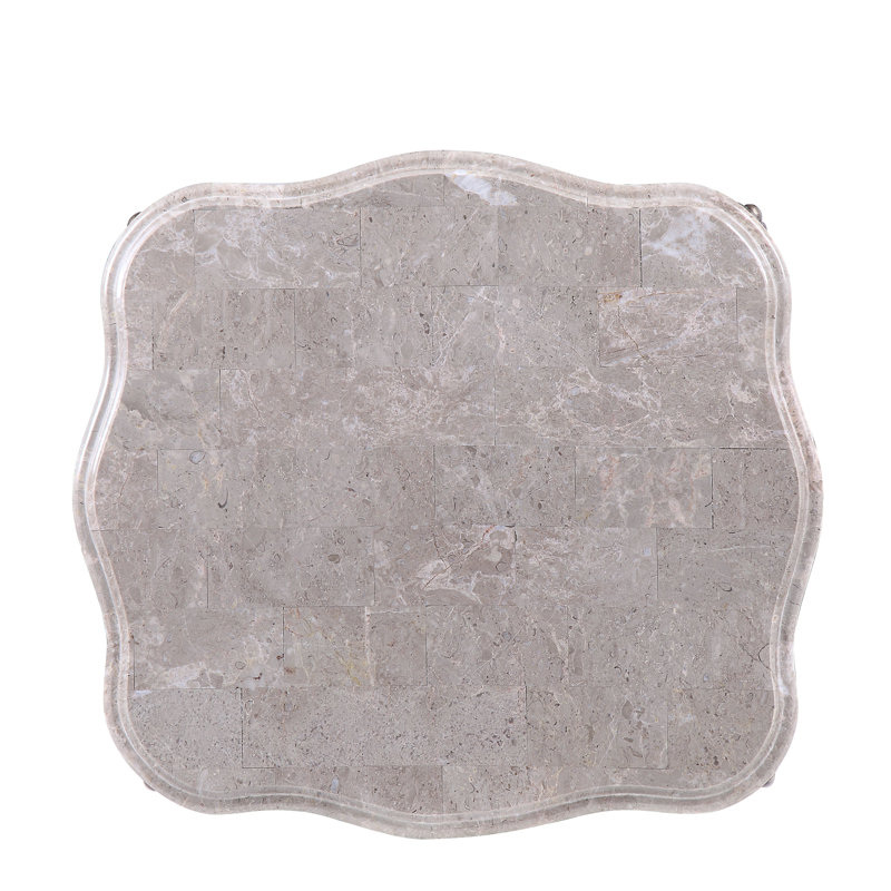 Jayceon Classic Queen Anne Legs Marble Top End Table in Champagne