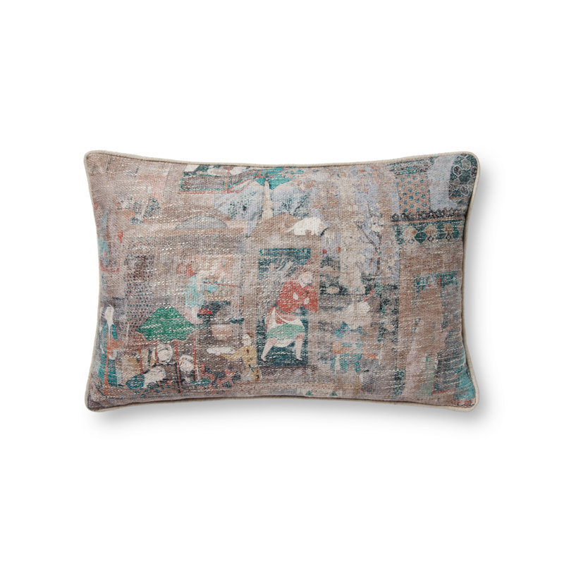 Brown and Multicolor 13" x 21" Kids Throw Pillow Cover