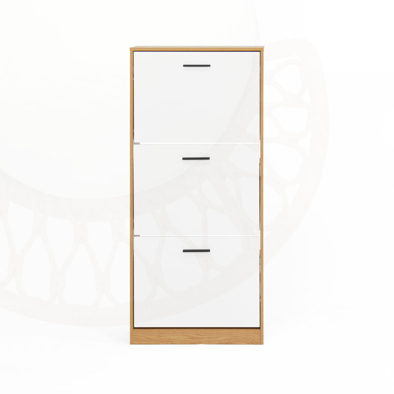 Modern Entryway Shoe Cabinet with 3 Flip Doors, Large Capacity and Space-Saving Design, Ideal for Narrow Spaces and Home Organization.