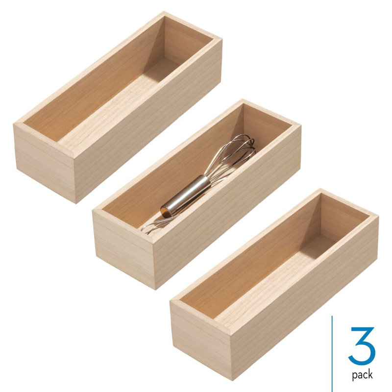 iDesign Paulownia Wood Small Kitchen Drawer Organizer - Drawer Organizers for Kitchen, Bathroom, or Home Office