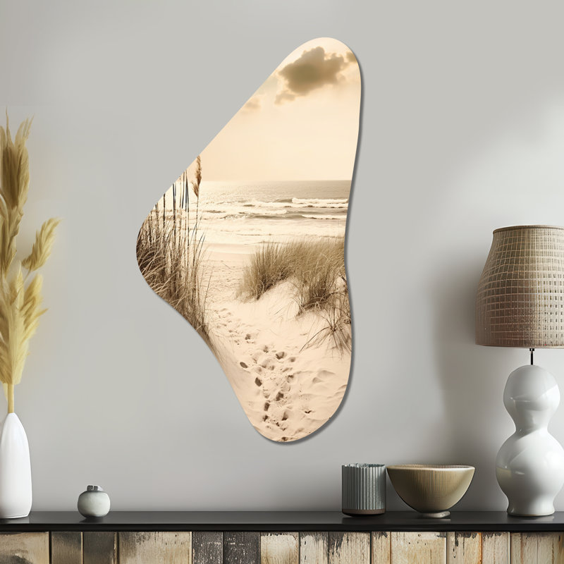 Art mural asymétrique en métal Marchetti Beachside Whispers VI - Coastal Beach Boomerang, H 39 po x l 21 po