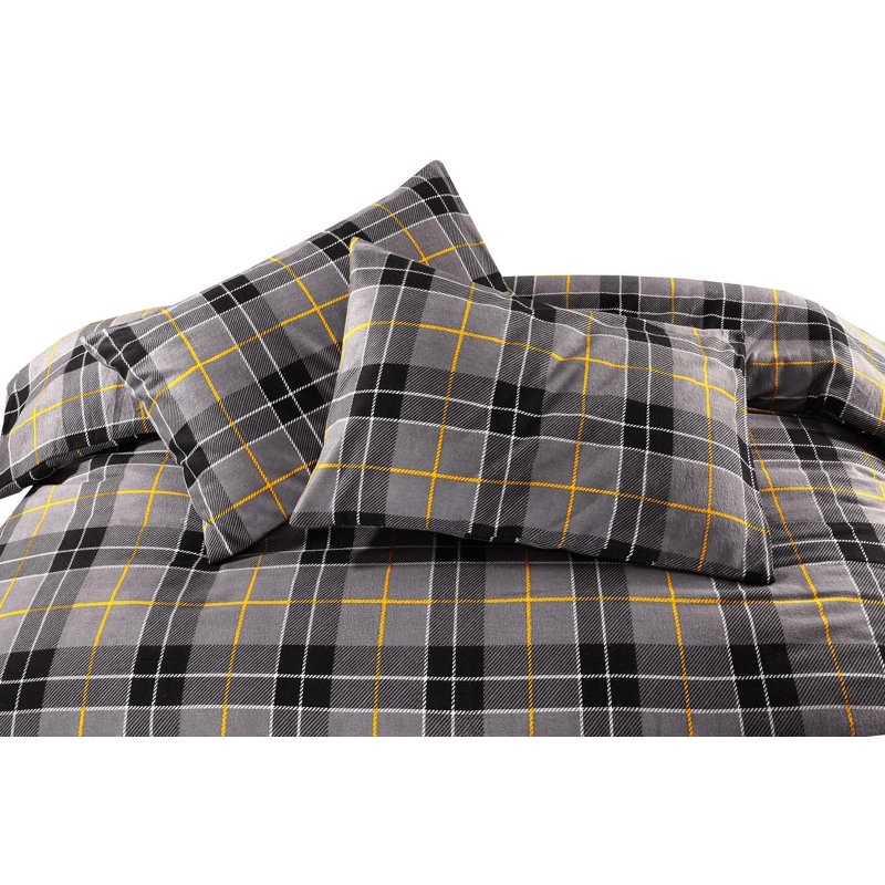 Check Argyle Duvet Cover with Pillowcases, Super King + 2 Standard Pillowcases, Grey