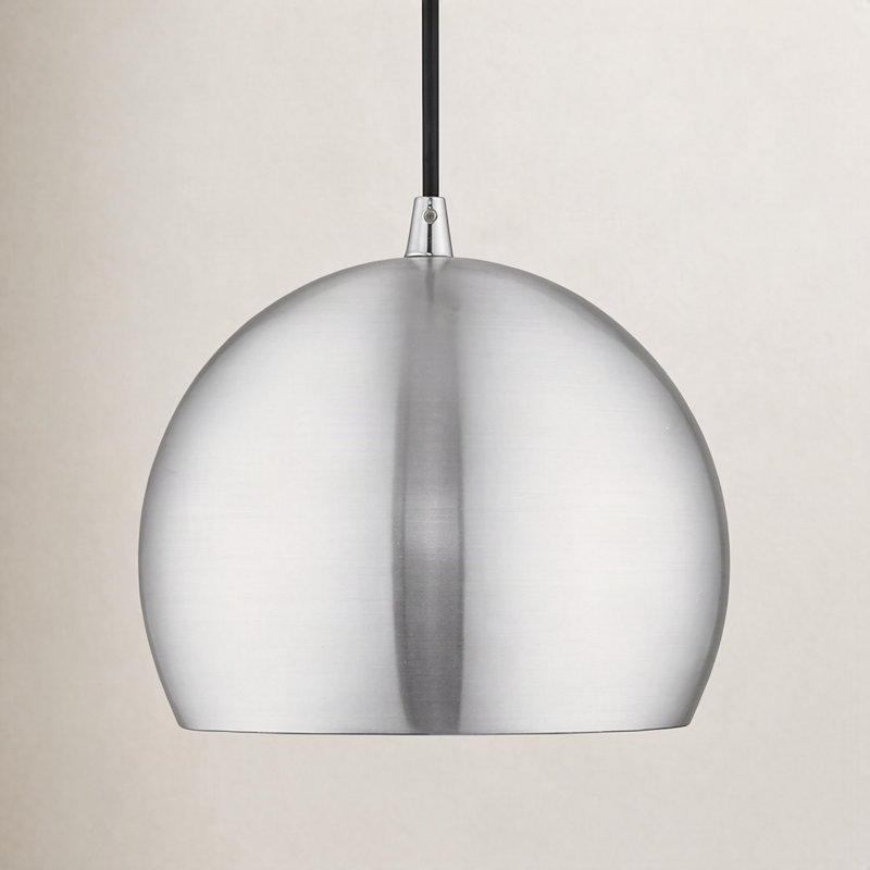 Luminaire suspendu en forme de dôme à 1 lumière Schultz, Aluminium brossé