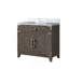 Meuble-lavabo simple en chêne brun 36 po X P 22 po D, avec plateau en marbre de Carrare