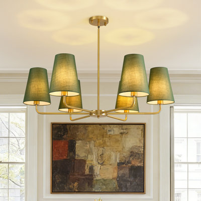 Abbiney 6-Light Dimmable Metal Classic/Traditional Chandelier with Linen Shades