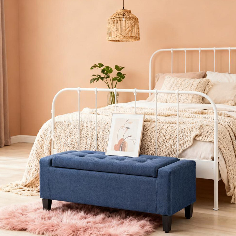 Banc de rangement avec repose-pieds, banc d'entrée rembourré avec siège, avec plateau relevable et pieds en bois d'hévéa