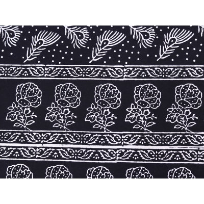 Ensemble de draps en coton noir à motif de plumes de paon noir - imprimé bohème mandala avec 2 housses de coussin, literie indienne