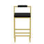 Tabouret de bar moderne à hauteur de comptoir en velours noir avec cadre moderne, or, rembourré, base, application multi-pièces-121107597-121107598