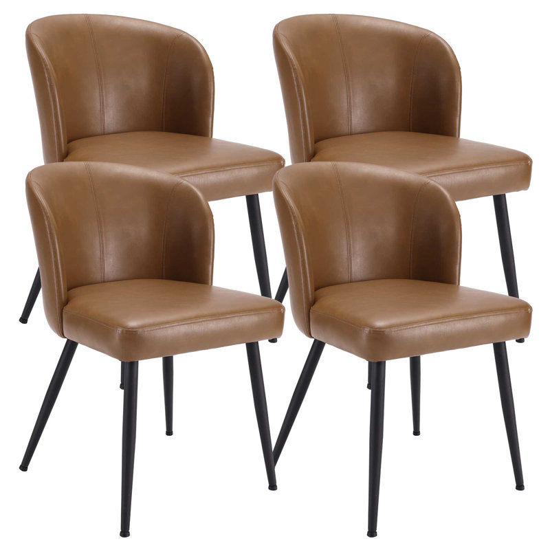 Chaise de salle à manger rembourrée en similicuir (ensemble de 4), Brun, 4