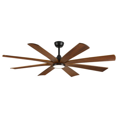 Solid Wood Ceiling Fan With 8 Blades, Reversible Dc Motor, Smart App & Remote Control, Quiet Indoor/outdoor Fan With 3 Downrods