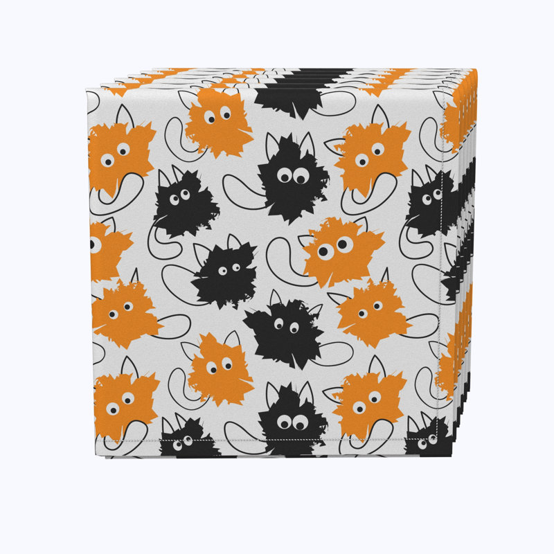 Polyester Floral Square Napkin, Goofy Funny Cats
