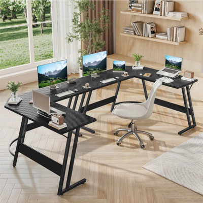L-Shaped Metal Base Computer Desk