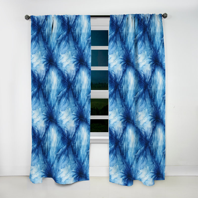 Rideau obscurcissant en marbre bleu et blanc Shibori Marble Ink I - 1 panneaux, L 52 po x L 90 po