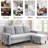 Upholstered 80 " Chenille L-Shaped Sofa & Chaise with Ottoman