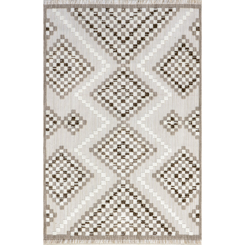 Marceline Colorful Modern Diamond Fringe Area Rug, Rectangle 4' x 6'