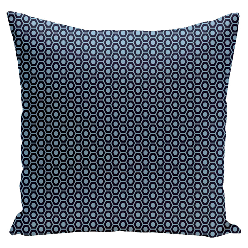 Housse et insert de coussin géométrique carré, H 18 po x l 18 po, Bleu marine printanier Carolina