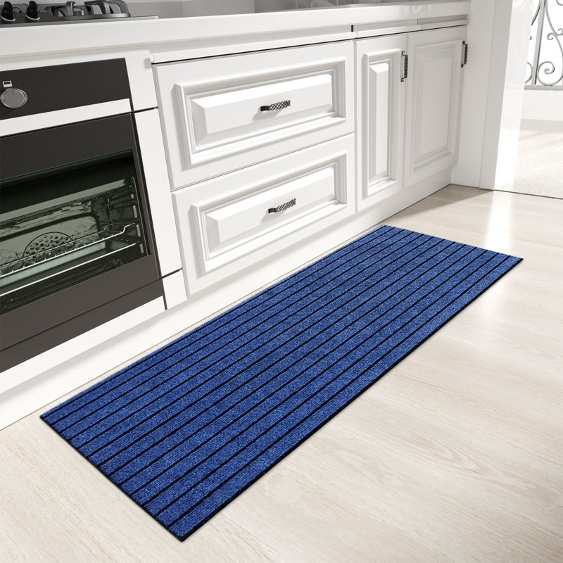 Tapis de cuisine Danyielle, Tapis de couloir 1 pi 5 po x 4 pi 11 po, Bleu