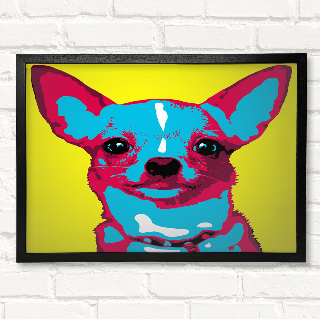 Der Pop Art Chihuahua - Geschlossener Eckrahmen Kunstdrucke auf Holz