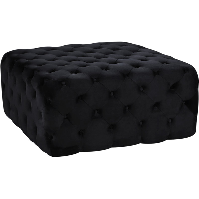 Newbold Velvet Ottoman, Black Velvet