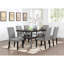 Table rectangulaire transitionnelle en bois naturel avec garniture cloutée et garniture de rangement inférieure-1525638919