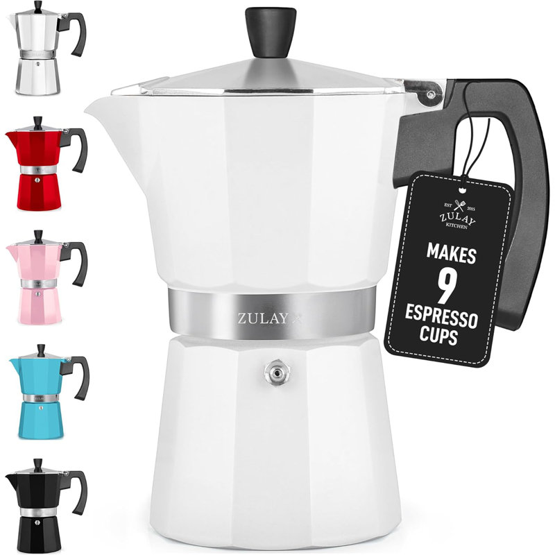 Cafetière à espresso Zovay Moka Pot - étanche, acier inoxydable, facile à nettoyer, poignée et bouton résistants à la chaleur