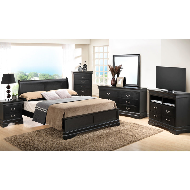 Lit confortable très grand noir pour une chambre à coucher confortable et élégante - H 44 po x l 79 po x P 89 po. Fabriqué à partir de matériaux convenant à tous les styles.