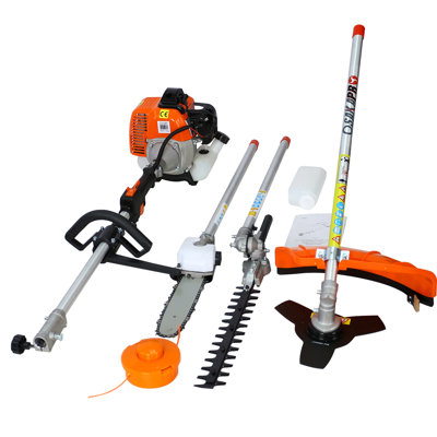 4 In 1 Multi-Functional Trimming Tool, 52CC 2-Cycle Garden Tool System With Gas Pole Saw, Hedge Trimmer, Grass Trimmer And Brush Cutter EPA Compliant