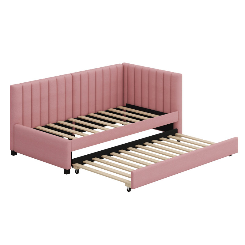 Lit de jour rembourré avec couchette, Rose