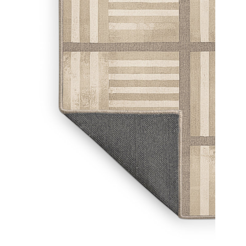Soft Plush Escarcega July 4Th Modern & Contemporary Abstract Area Rug in Beige – Beige Binding, 5x8