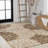 Zinnia Modern Floral Textured Weave Brown/Cream Indoor/Outdoor Rug-574960201