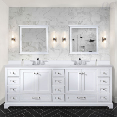 Double Bath Vanity 84 In. W X 22 In. D, Cultured Marble Top, And Faucet Set