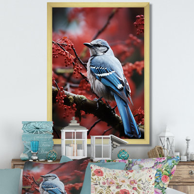 «Blue and Red Bird In Woods I», reproduction sur toile