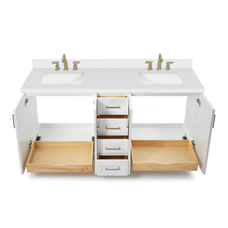 73 IN.  Single Bathroom Vanity, White, Rectangular,  White Quartz