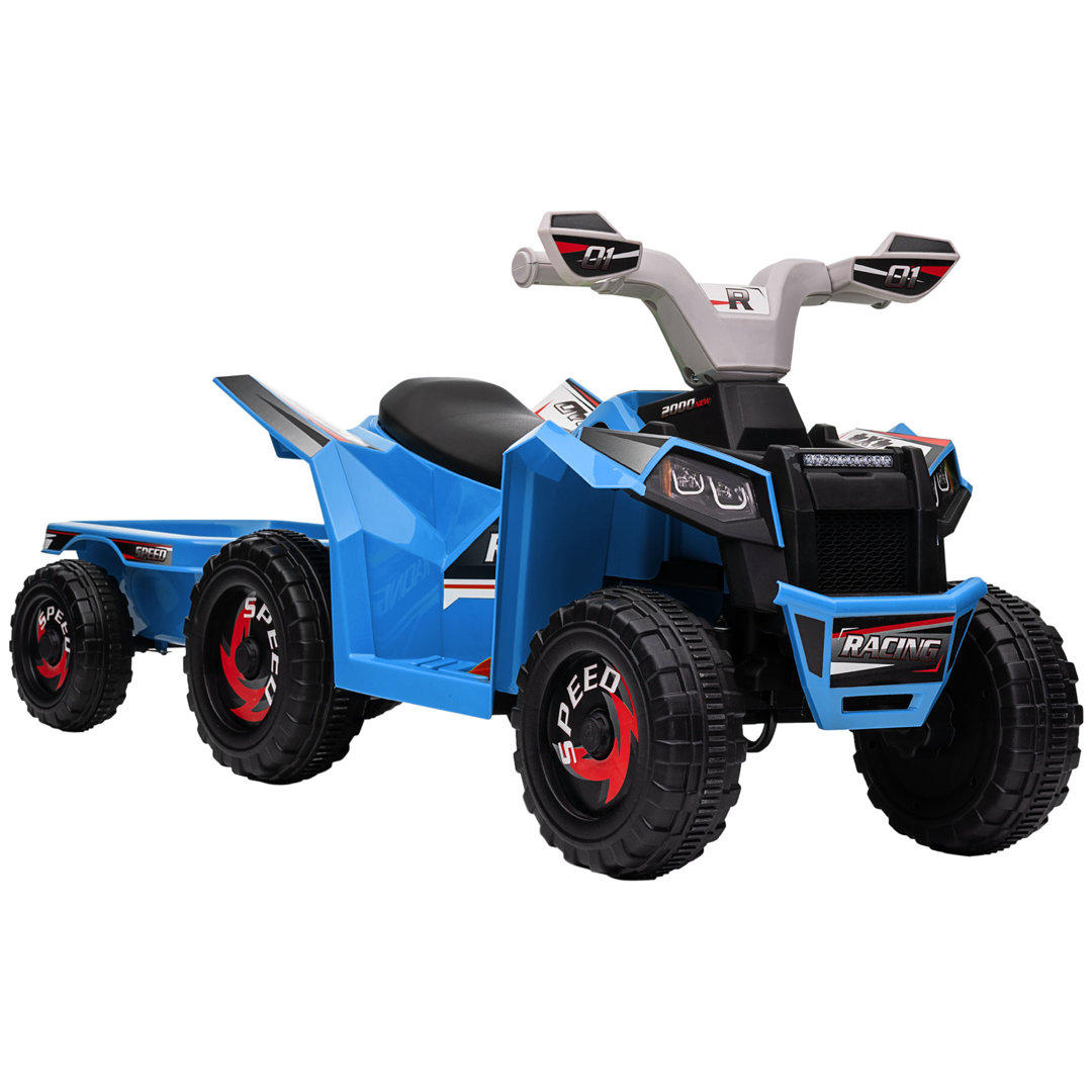 Kids ATV Quad Car with Back Trailer, 6V Kids Electric Car Aosom 