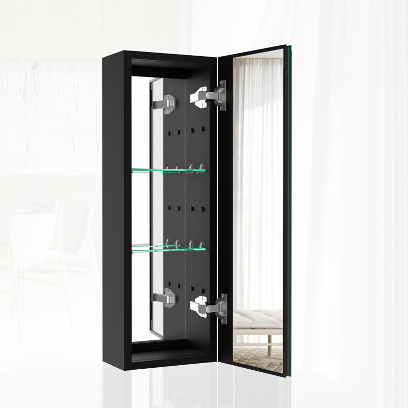 Armoire à pharmacie avec miroir et 3 tablettes réglables en aluminium l 10 po x H 30 po Aschim, Droite