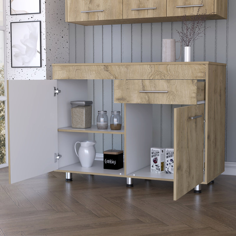 Michaeljay 1 Drawer Server, 35.4" H x 39.4" W x 20.7" D, Black/White
