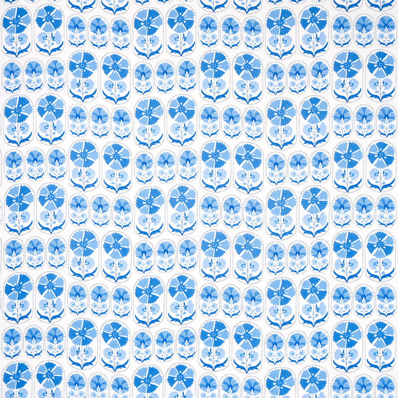 Anjuna Floral Linen Print Fabric, Porcelain