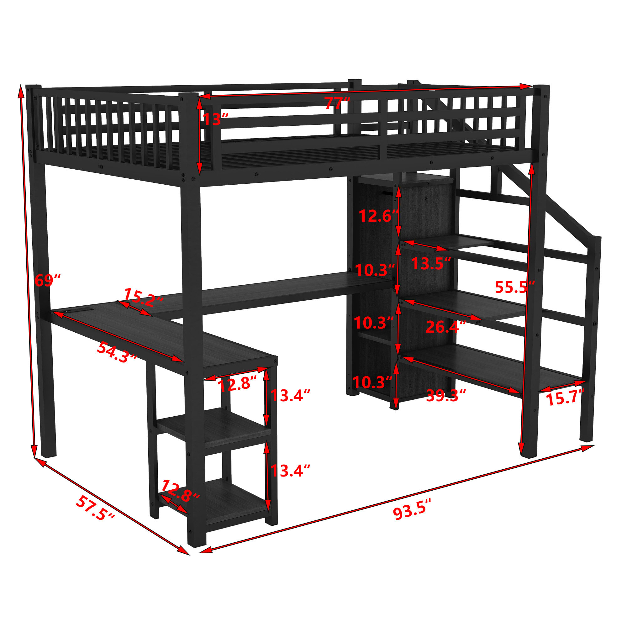 Photo inspiration: Fresh Look at Mingzhe Metal Loft Bed With Built In Wardrobe And Led