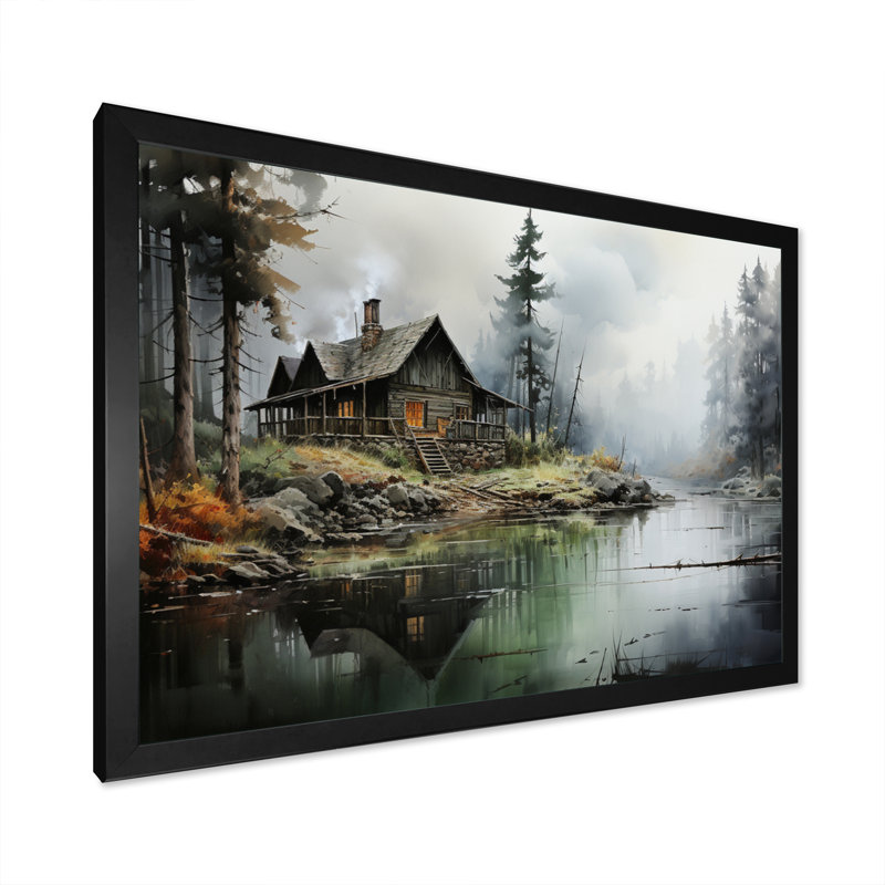 Lakehouse Shades of Serenity III - impression, H 24 po x l 32 po x P 1 po, Cadre simple noir