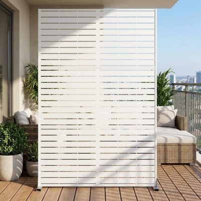 Écran d'intimité autoportant en métal 6 pi, paravent extérieur 3 panneaux avec support, clôture décorative résistante aux intempéries pour patio, balcon et piscine