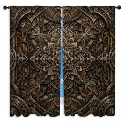 Rideaux de fenêtre Mandala Intricate Steampunk voilage et obscurcissement Steampunk - 2 panneaux