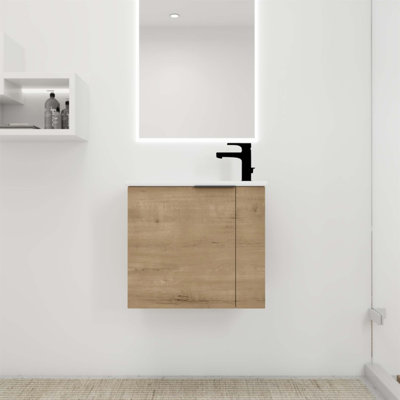 Compact 22 Inch Floating Bathroom Vanity With Soft Close Door And Durable Ceramic Sink, Perfect For Small Spaces
