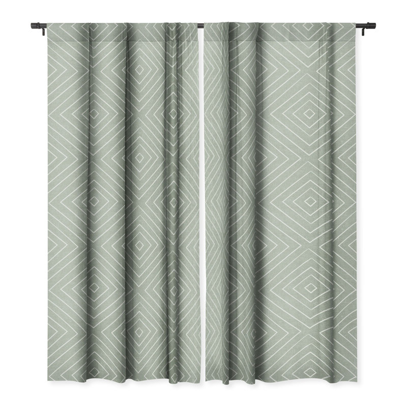 Little Arrow Design Co Woven Diamonds Sage 1pc Blackout Window Curtain Panel, 50" W x 96" L, Sage Green